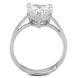 Rhodium Brass Ring with AAA Grade CZ  in Clear