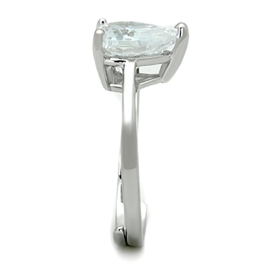 Rhodium Brass Ring with AAA Grade CZ  in Clear