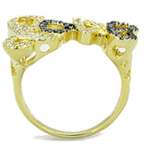 Gold+Ruthenium Brass Ring with AAA Grade CZ  in Amethyst