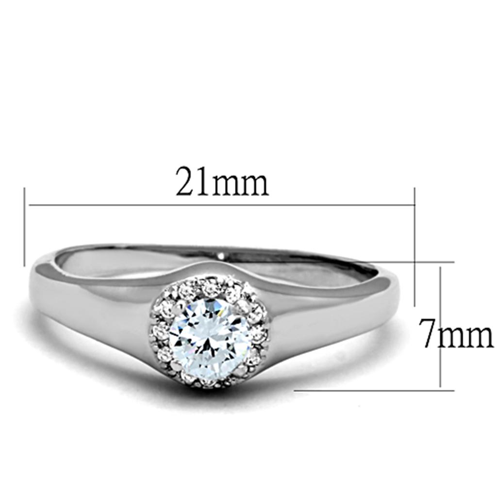 Rhodium Brass Ring with AAA Grade CZ  in Clear