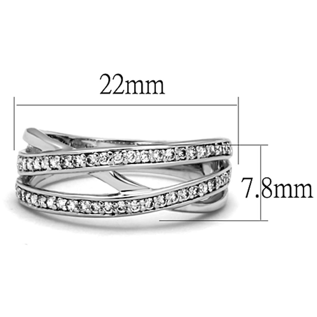 Rhodium Brass Ring with AAA Grade CZ  in Clear