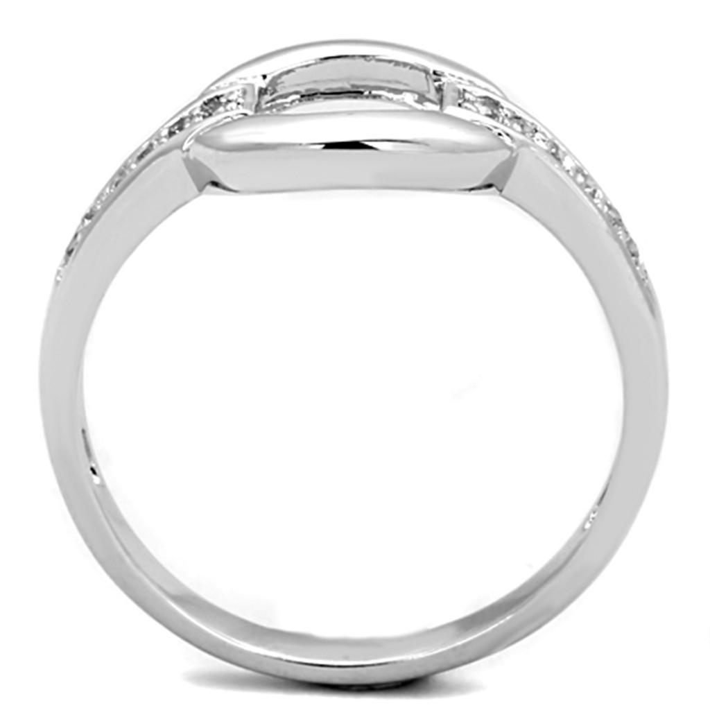 Rhodium Brass Ring with AAA Grade CZ  in Clear