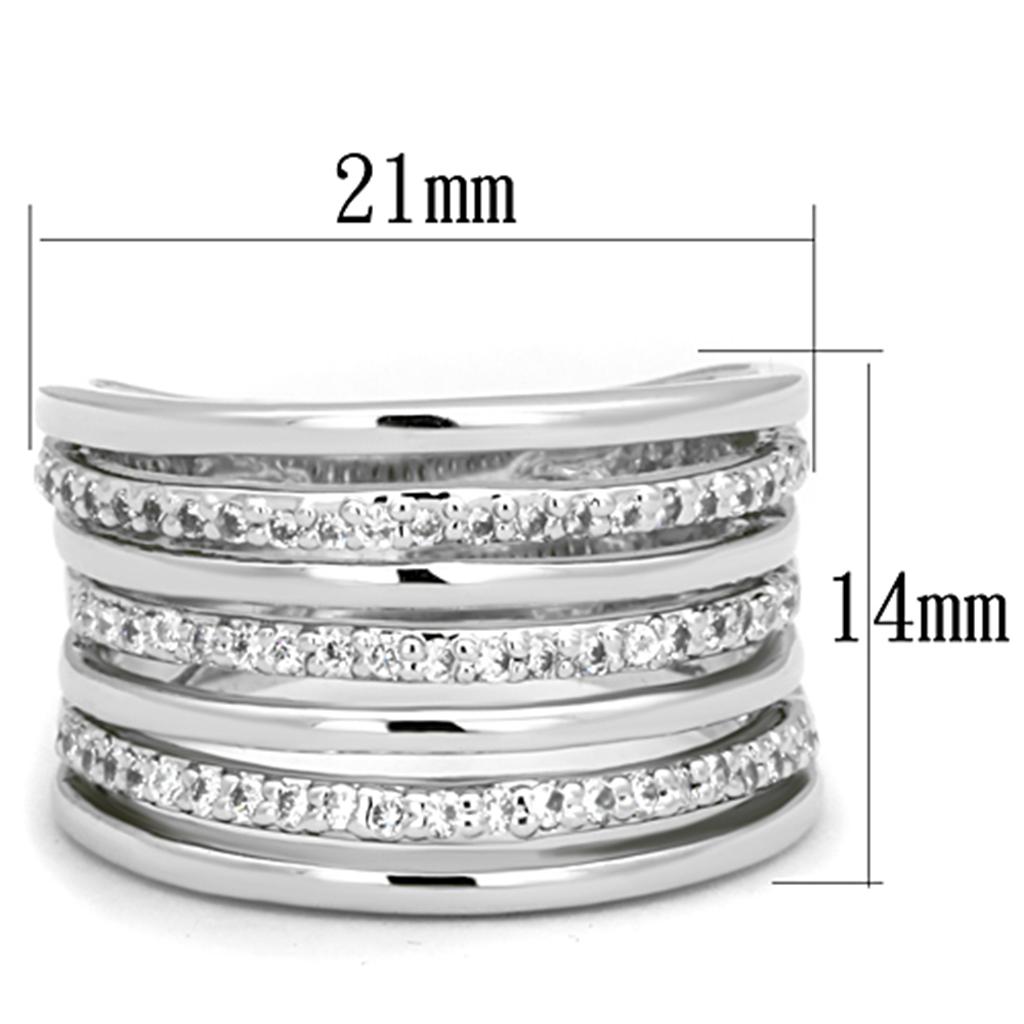 Rhodium Brass Ring with AAA Grade CZ  in Clear