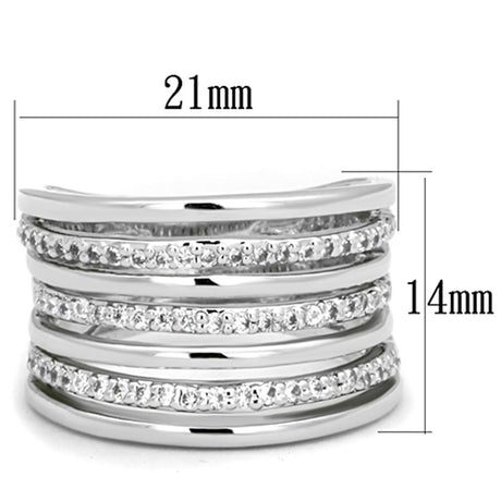 Rhodium Brass Ring with AAA Grade CZ  in Clear