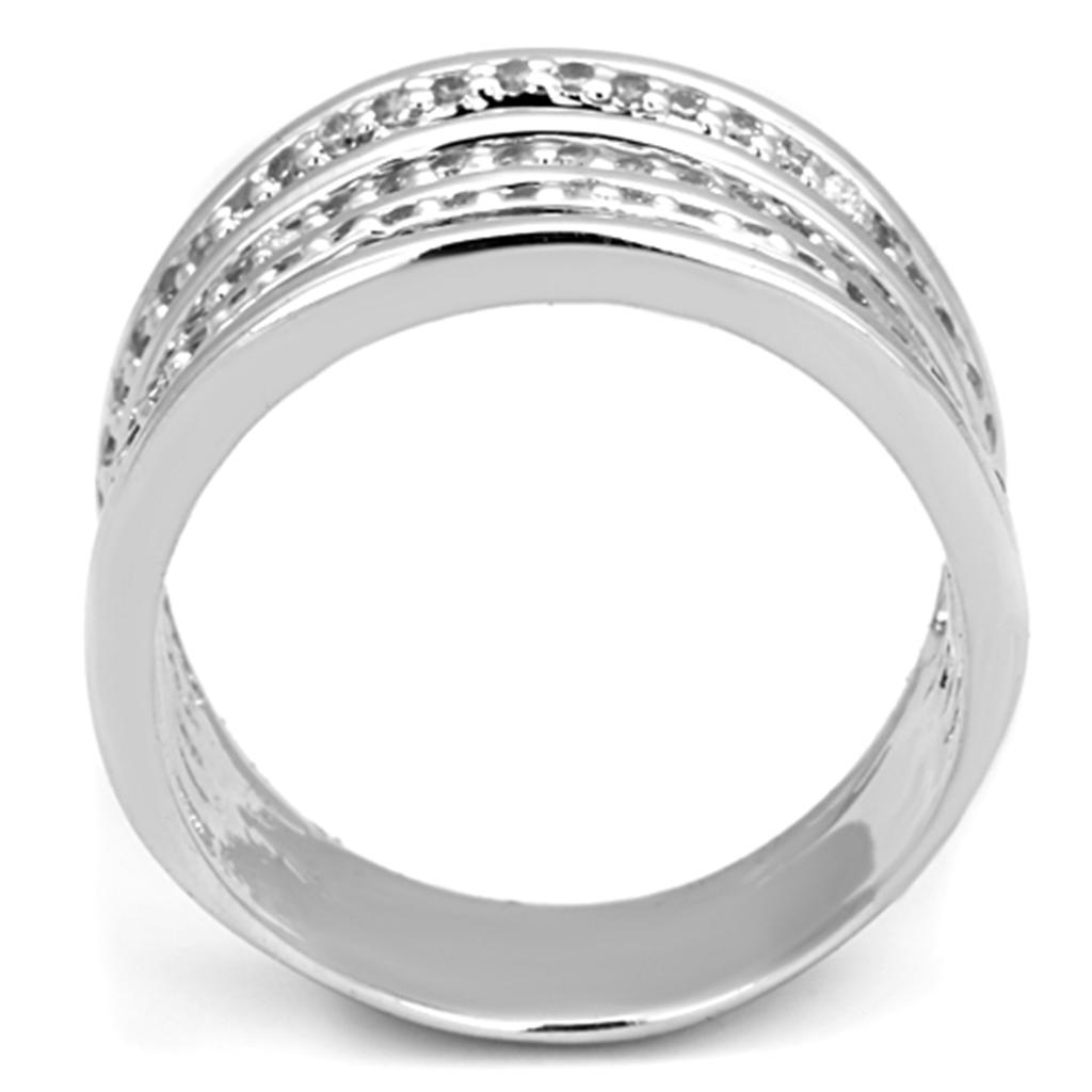 Rhodium Brass Ring with AAA Grade CZ  in Clear