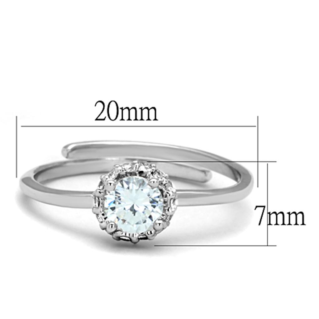Rhodium Brass Ring with AAA Grade CZ  in Clear