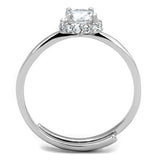 Rhodium Brass Ring with AAA Grade CZ  in Clear