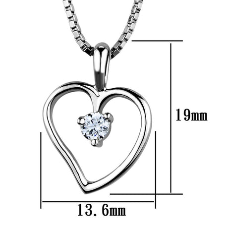 Rhodium Brass Chain Pendant with AAA Grade CZ  in Clear
