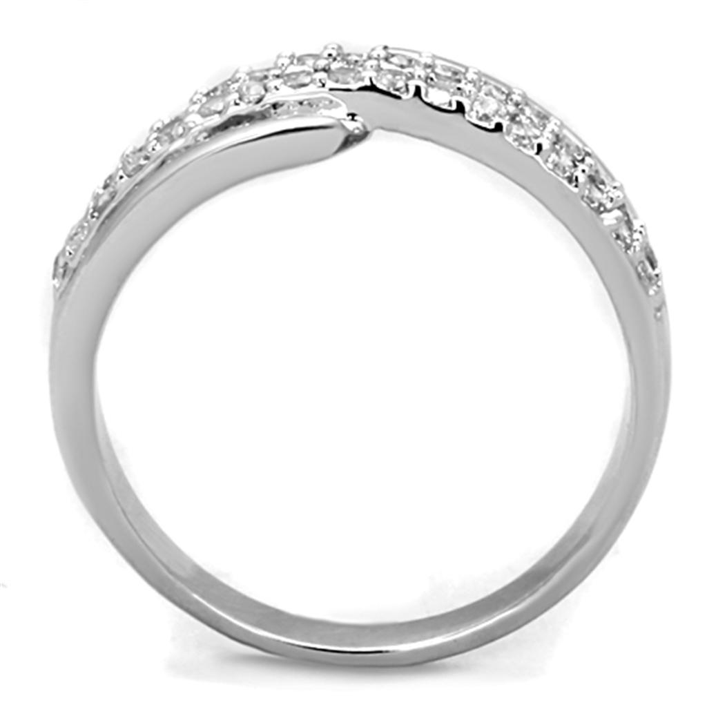 Rhodium Brass Ring with AAA Grade CZ  in Clear