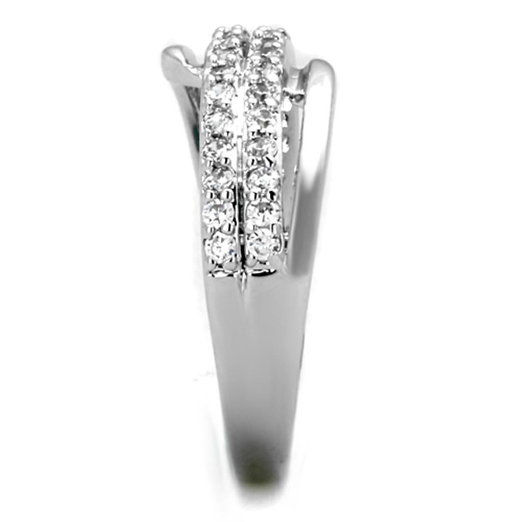 Rhodium Brass Ring with AAA Grade CZ  in Clear