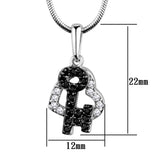 Rhodium + Ruthenium Brass Chain Pendant with AAA Grade CZ  in Black Diamond