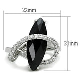 Rhodium Brass Ring with AAA Grade CZ  in Jet
