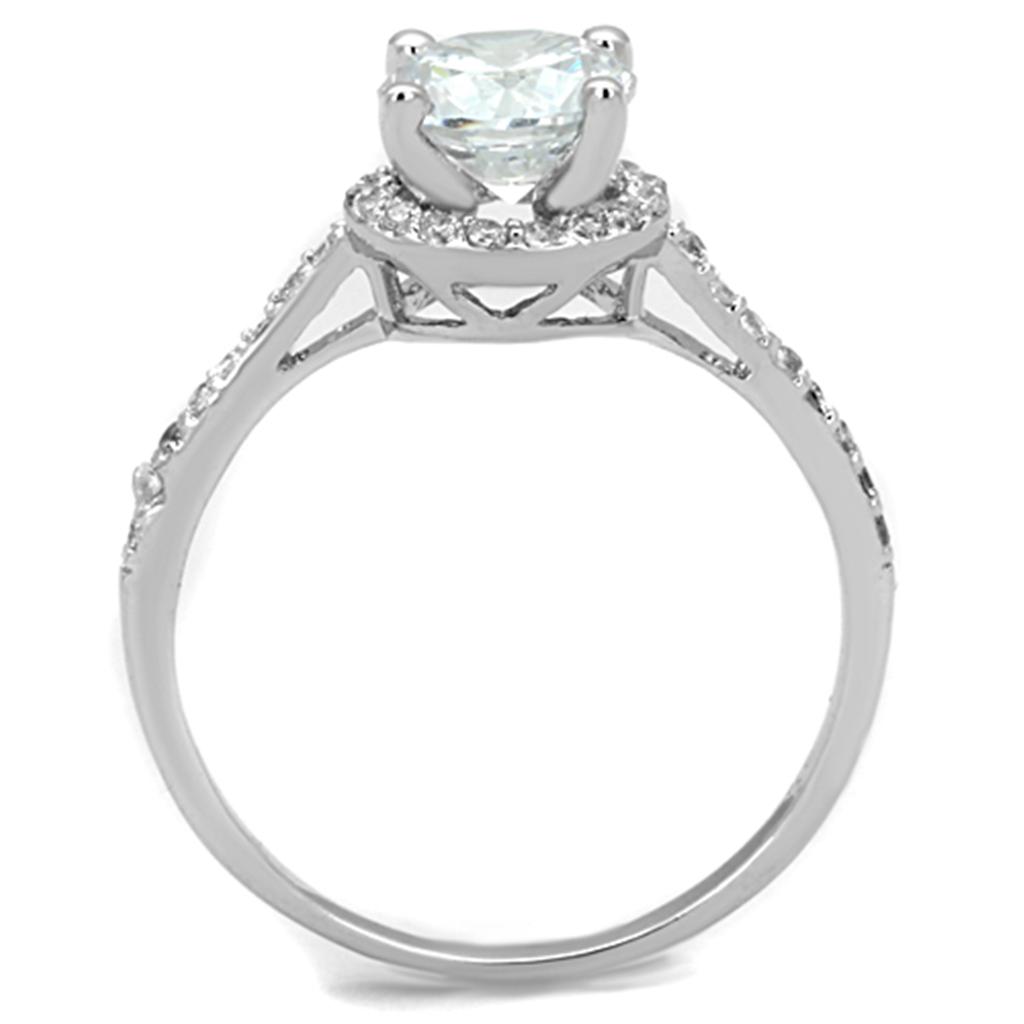 Rhodium Brass Ring with AAA Grade CZ  in Clear