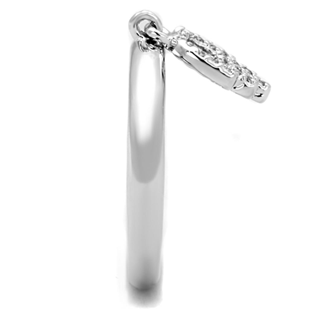 Rhodium Brass Ring with AAA Grade CZ  in Clear