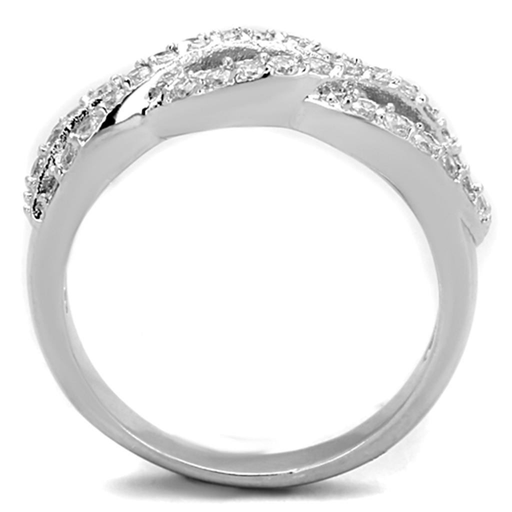 Rhodium Brass Ring with AAA Grade CZ  in Clear