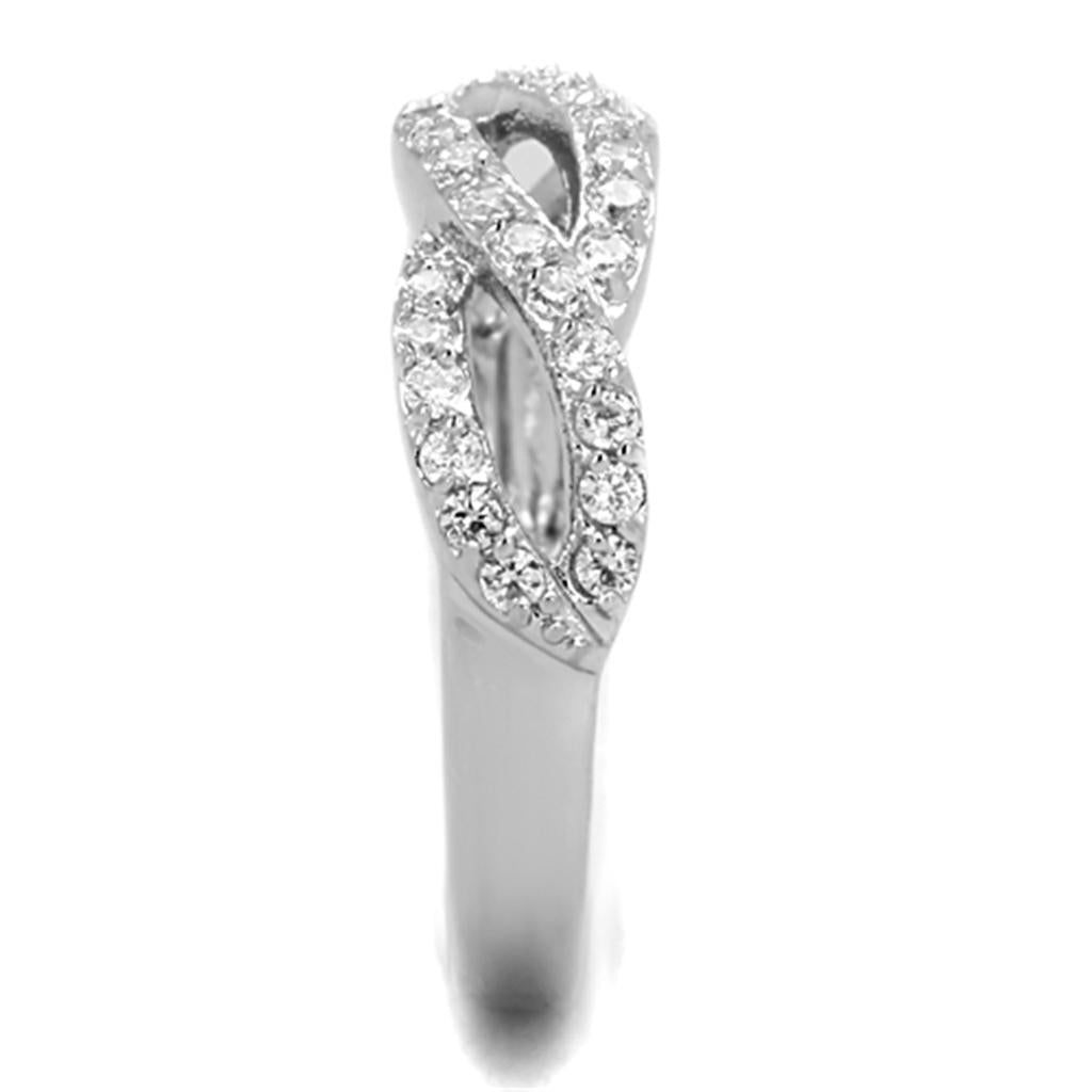Rhodium Brass Ring with AAA Grade CZ  in Clear