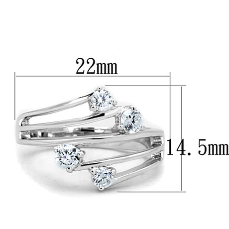 Rhodium Brass Ring with AAA Grade CZ  in Clear
