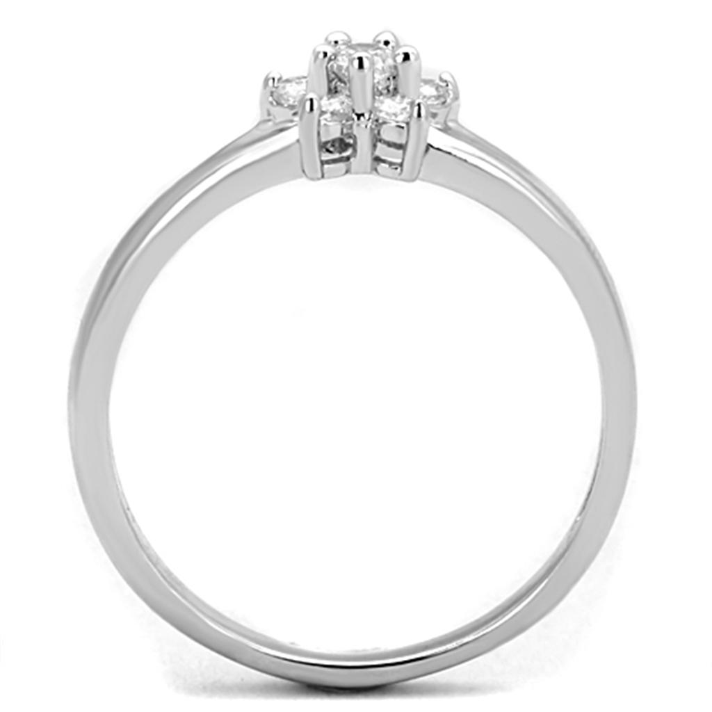 Rhodium Brass Ring with AAA Grade CZ  in Clear
