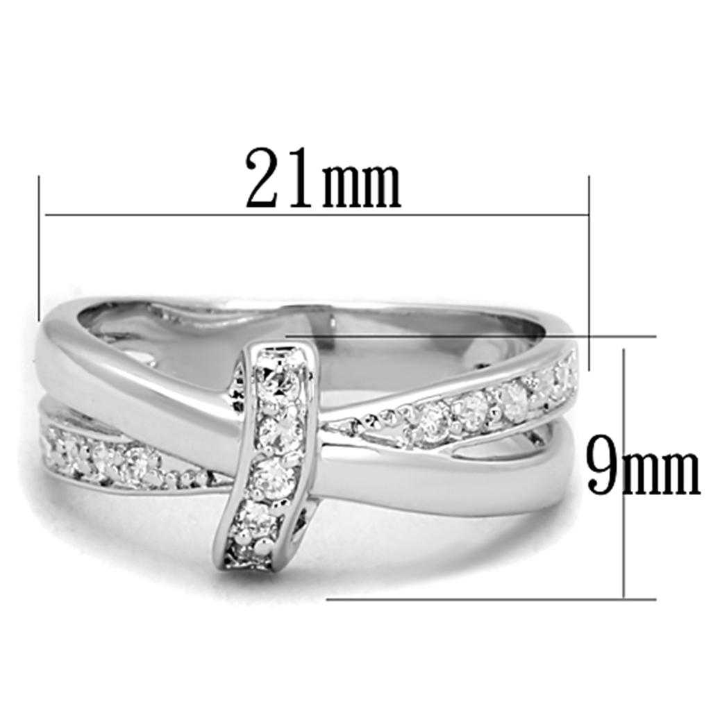 Rhodium Brass Ring with AAA Grade CZ  in Clear