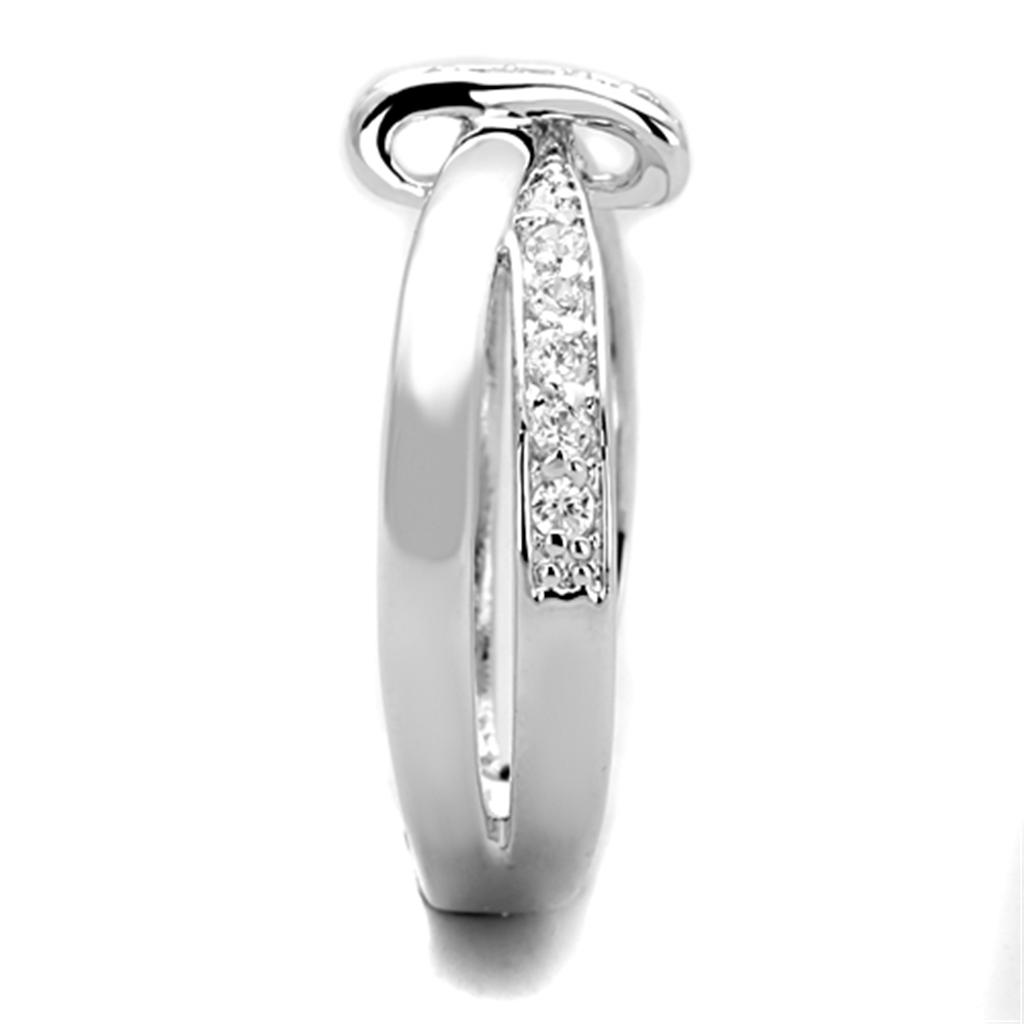 Rhodium Brass Ring with AAA Grade CZ  in Clear