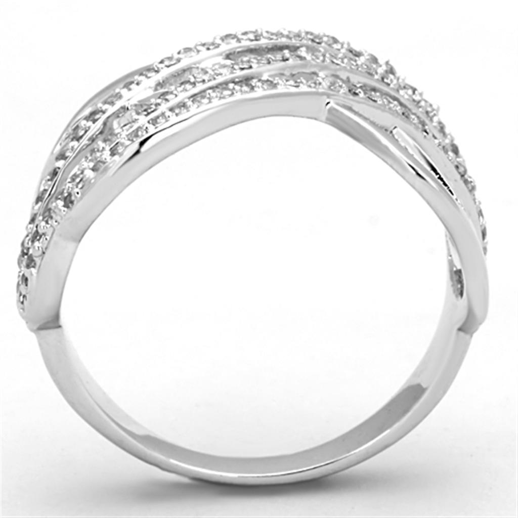 Rhodium Brass Ring with AAA Grade CZ  in Clear