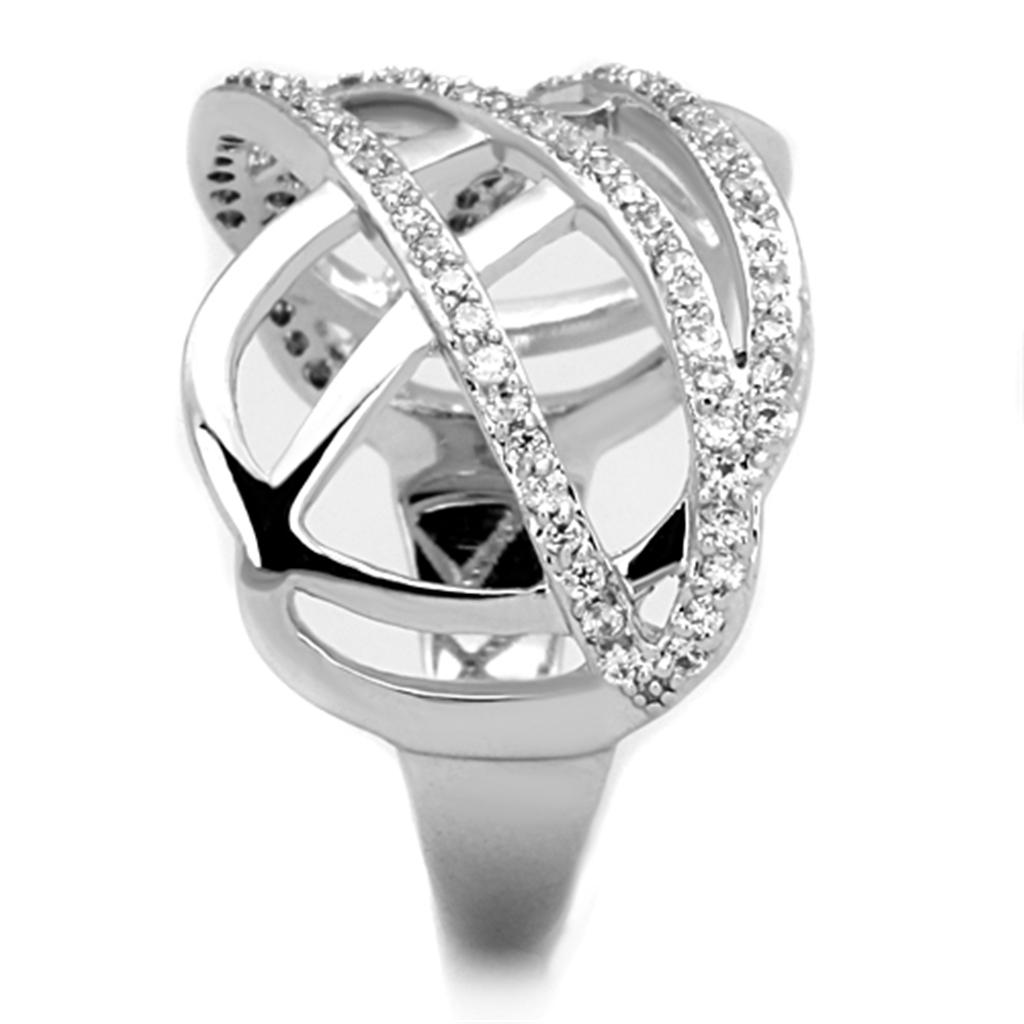 Rhodium Brass Ring with AAA Grade CZ  in Clear