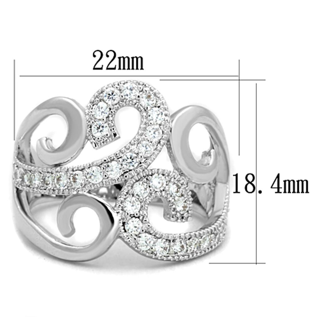 Rhodium Brass Ring with AAA Grade CZ  in Clear