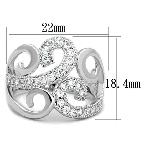 Rhodium Brass Ring with AAA Grade CZ  in Clear