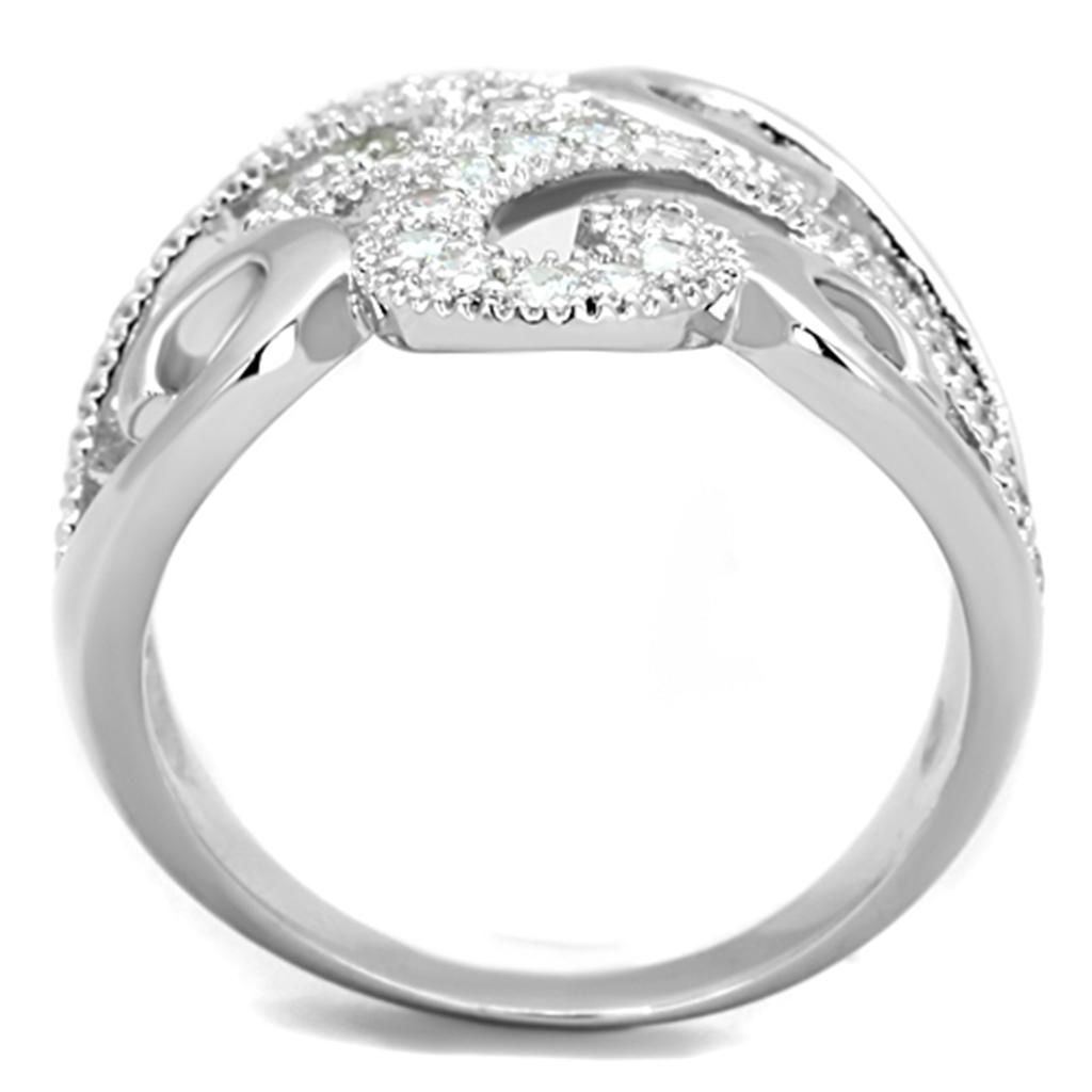 Rhodium Brass Ring with AAA Grade CZ  in Clear