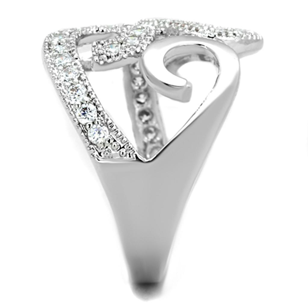 Rhodium Brass Ring with AAA Grade CZ  in Clear