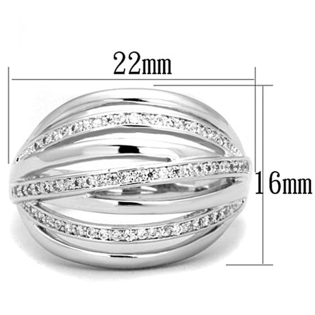 Rhodium Brass Ring with AAA Grade CZ  in Clear
