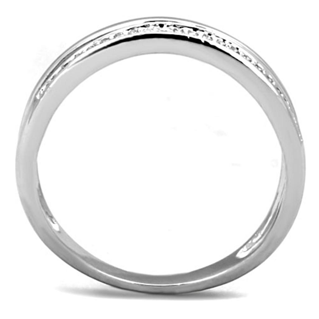 Rhodium Brass Ring with AAA Grade CZ  in Clear