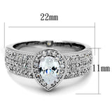 Rhodium Brass Ring with AAA Grade CZ  in Clear