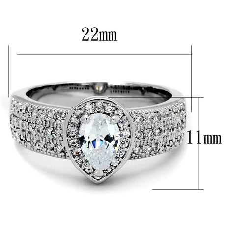 Rhodium Brass Ring with AAA Grade CZ  in Clear