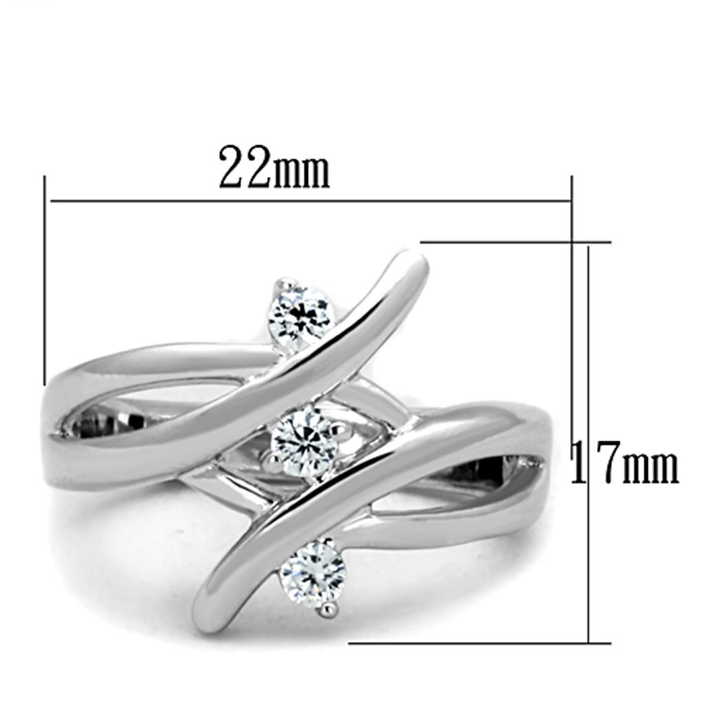 Rhodium Brass Ring with AAA Grade CZ  in Clear