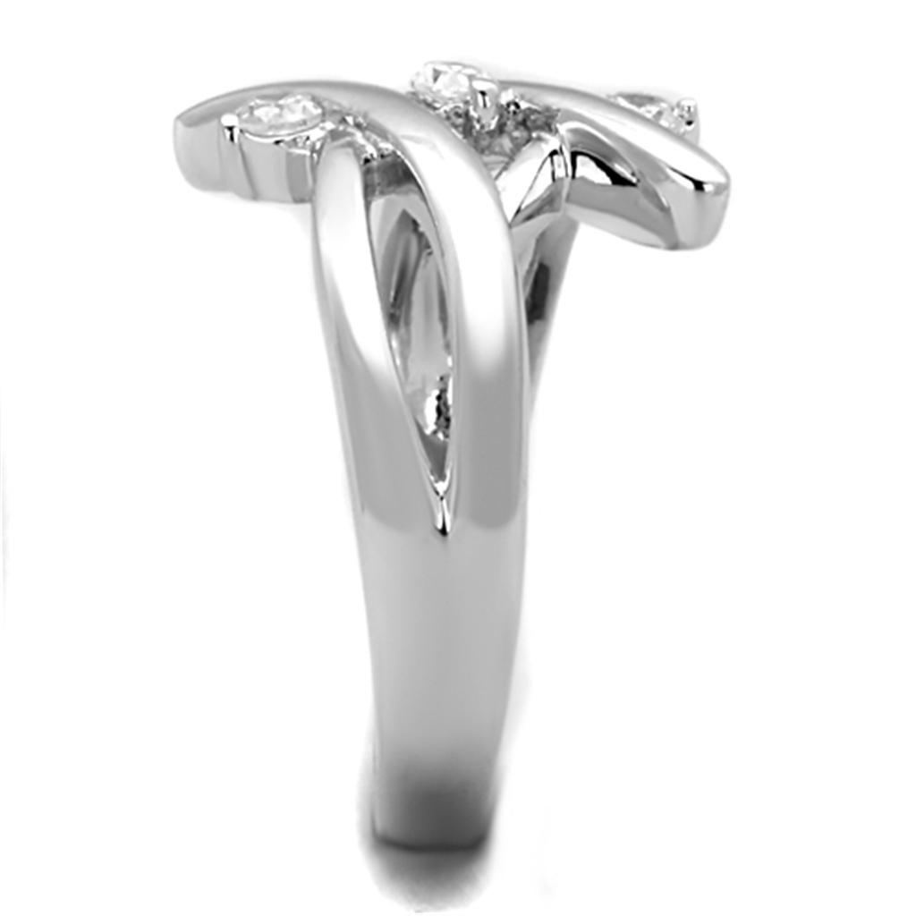 Rhodium Brass Ring with AAA Grade CZ  in Clear