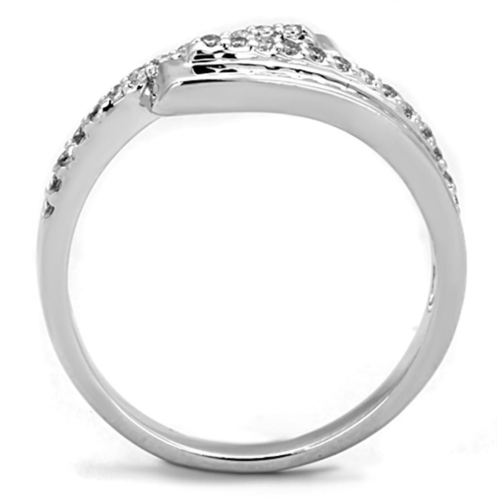 Rhodium Brass Ring with AAA Grade CZ  in Clear