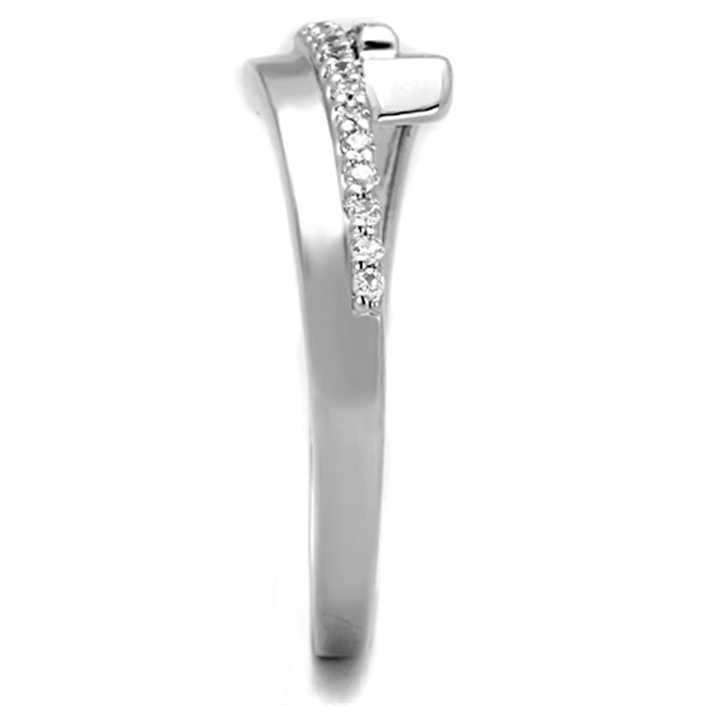 Rhodium Brass Ring with AAA Grade CZ  in Clear