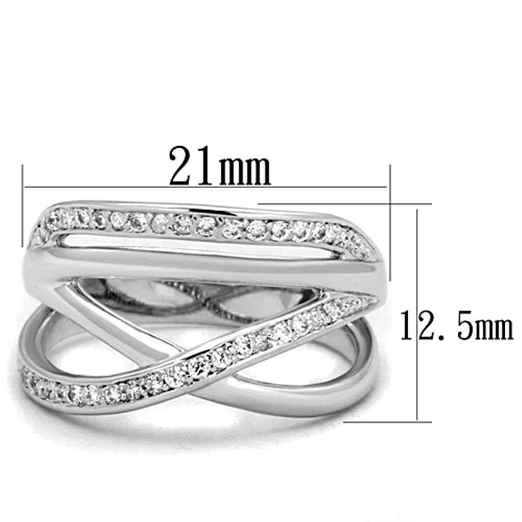 Rhodium Brass Ring with AAA Grade CZ  in Clear