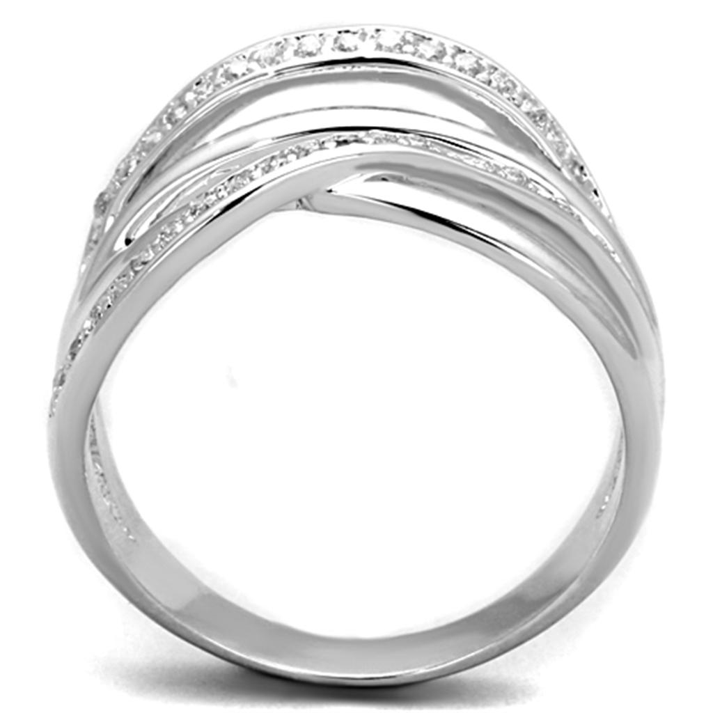 Rhodium Brass Ring with AAA Grade CZ  in Clear