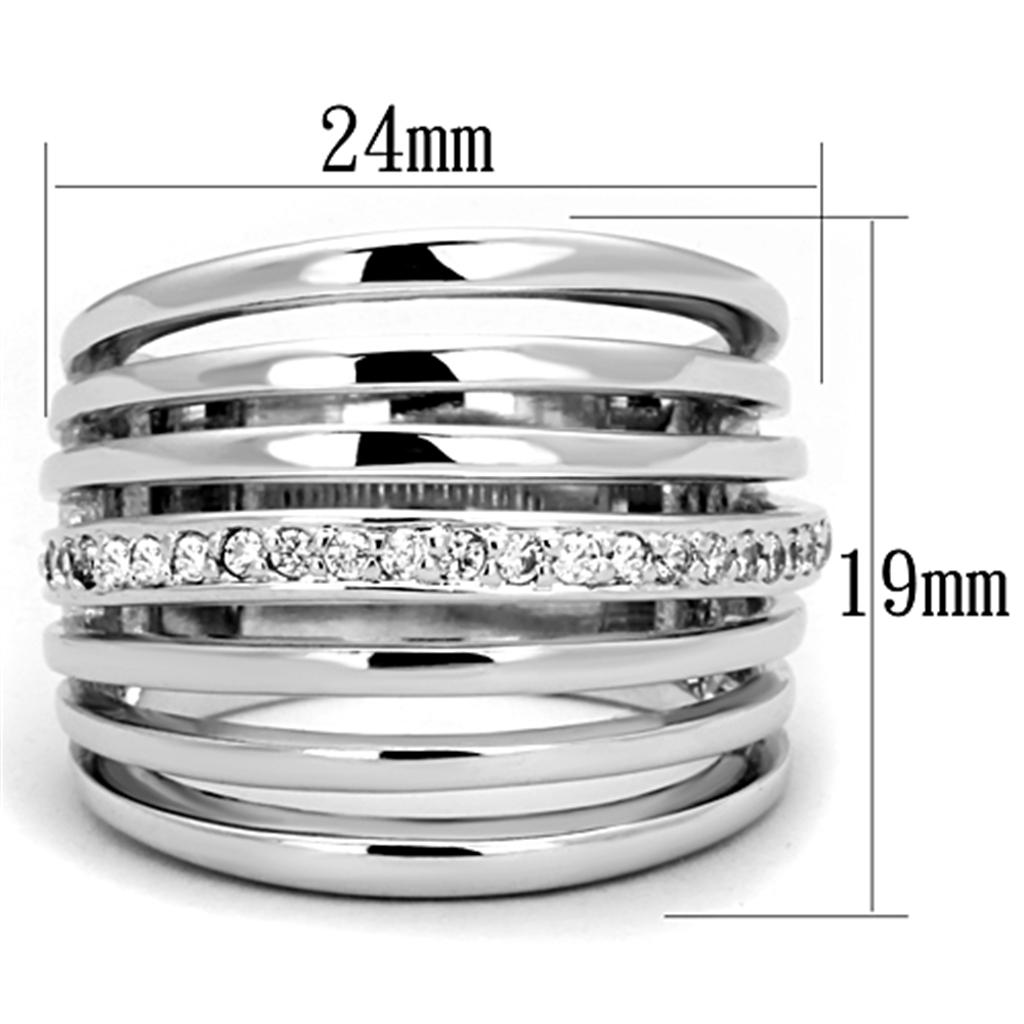 Rhodium Brass Ring with AAA Grade CZ  in Clear