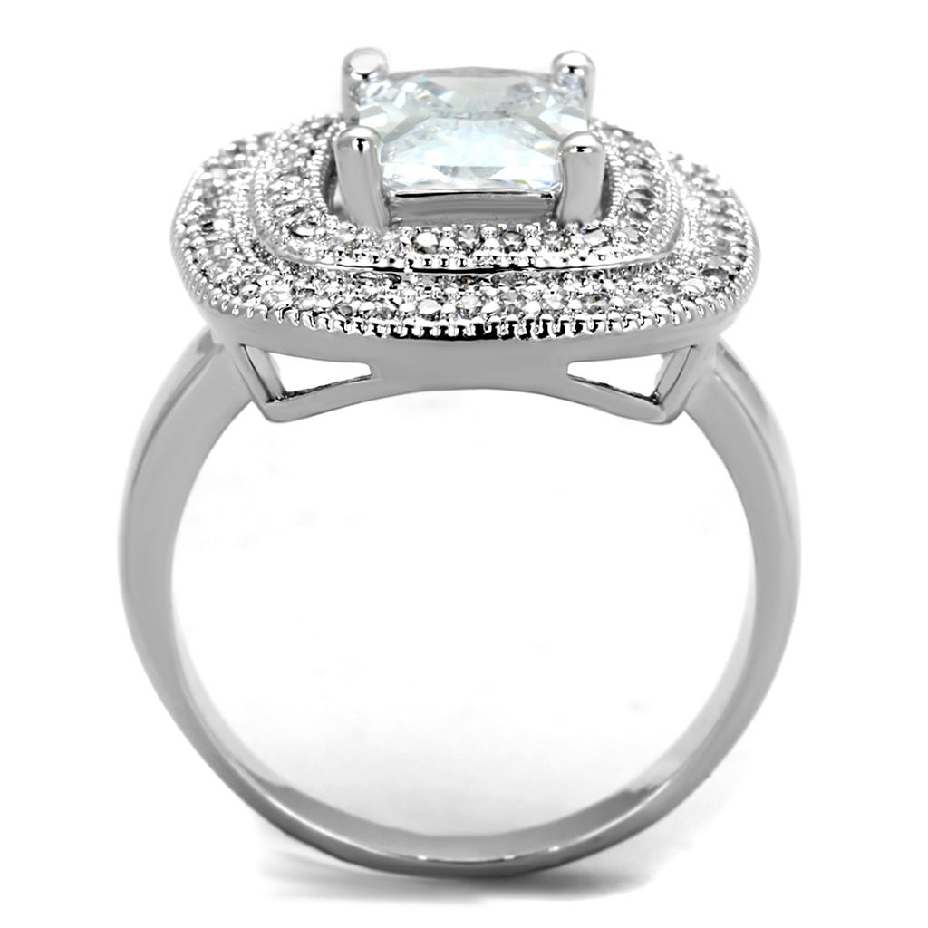 Rhodium Brass Ring with AAA Grade CZ  in Clear