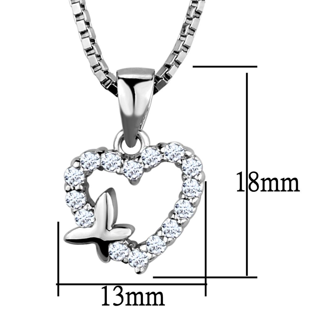 Rhodium Brass Chain Pendant with AAA Grade CZ  in Clear
