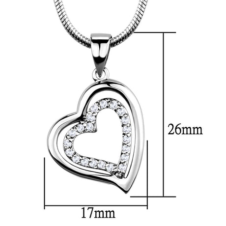 Rhodium Brass Chain Pendant with AAA Grade CZ  in Clear