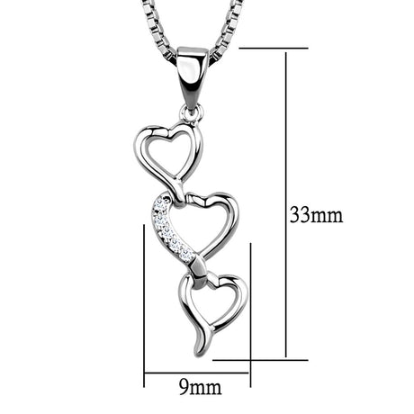 Rhodium Brass Chain Pendant with AAA Grade CZ  in Clear