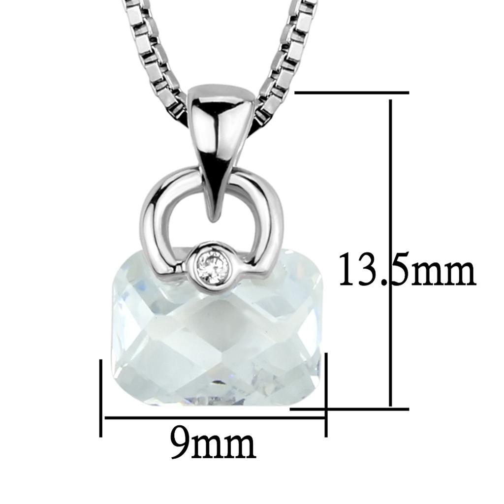 Rhodium Brass Chain Pendant with AAA Grade CZ  in Clear
