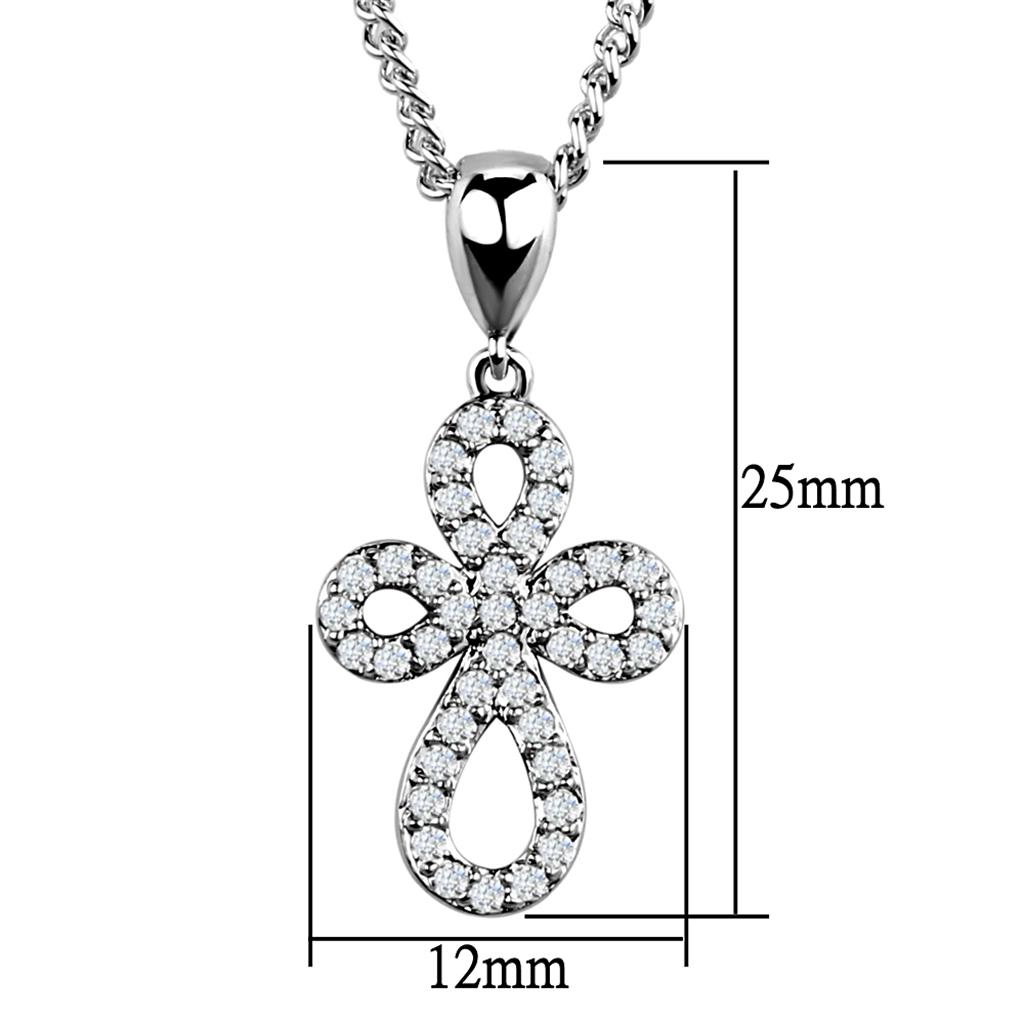 Rhodium Brass Chain Pendant with AAA Grade CZ  in Clear