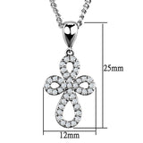Rhodium Brass Chain Pendant with AAA Grade CZ  in Clear