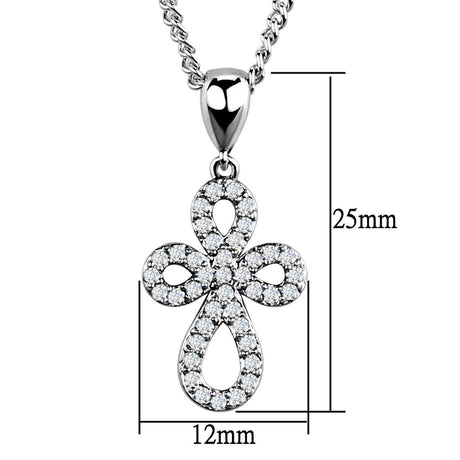 Rhodium Brass Chain Pendant with AAA Grade CZ  in Clear