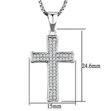 Rhodium Brass Chain Pendant with AAA Grade CZ  in Clear